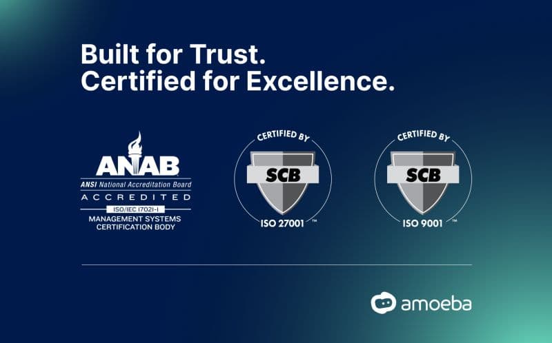Amoeba Achieves ISO 9001:2015 and ISO 27001:2022 Certification